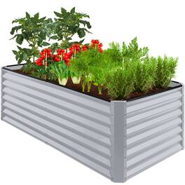 Best Choice Products - 6x3x2ft Outdoor Metal Raised Garden Bed for Vegetables Flowers Herbs - Moonlight Gray