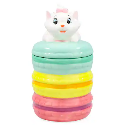 Front. Silver Buffalo - Disney The Aristocats Marie Macarons 6-Inch Sculpted Ceramic Snack Jar - Multi-Colored.