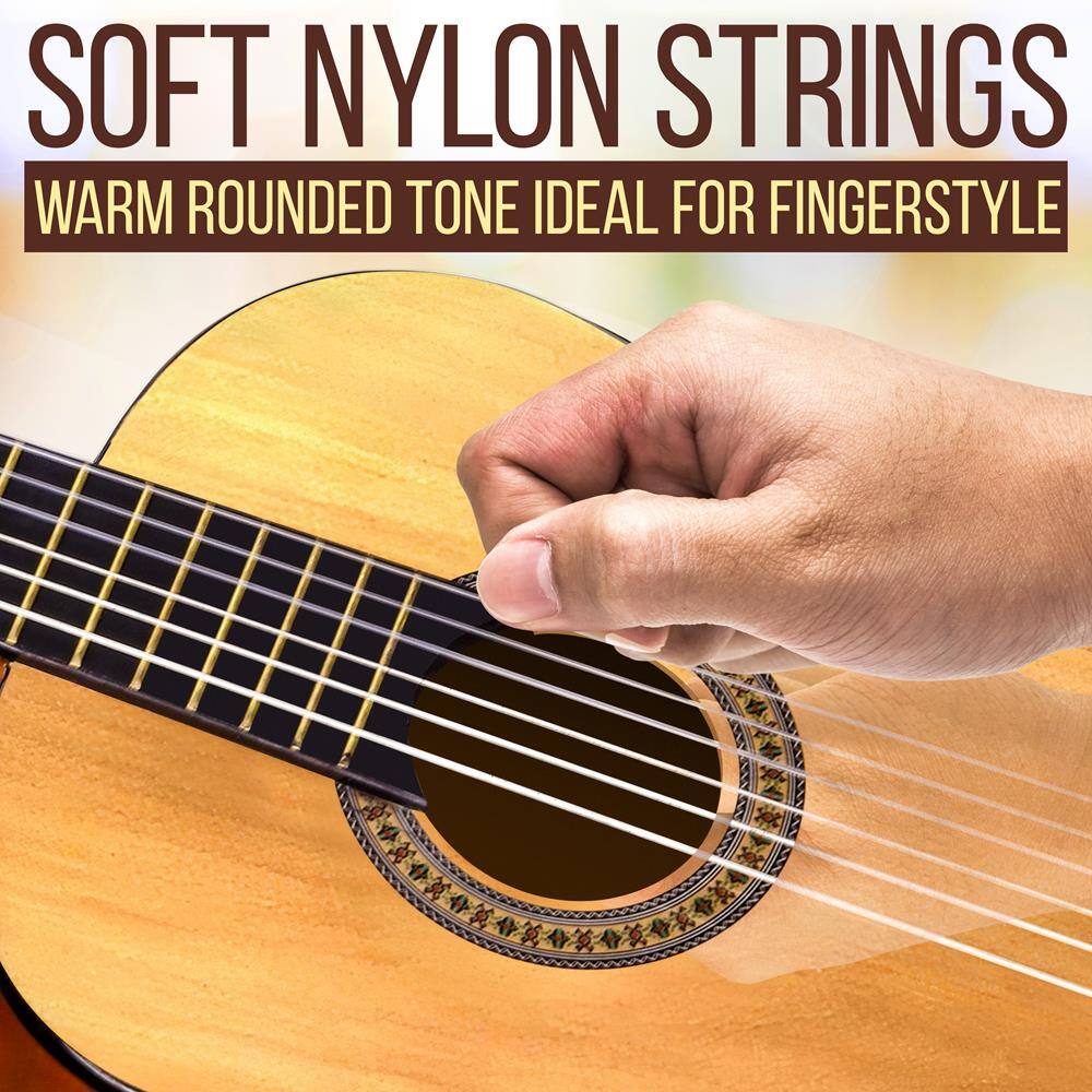 SOFT NYLON STRINGS  
WARM ROUNDED TONE IDEAL FOR FINGERSTYLE