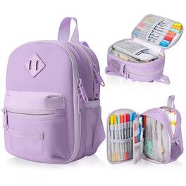 Paradigms Interiors - Large Capacity Pencil Case Mini Backpack Storage High Bag Pouch Holder Marker Pen Organizer For Student Teen Adults - Purple