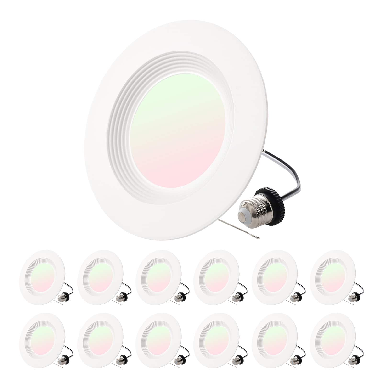VEVOR - 12 Pack LED Recessed Lighting, 5/6 Inch, Retrofit Can Lights, 1050 LM 13W 120V, Selectable 5CCT 2700K/3000K/3500K/4000K - White