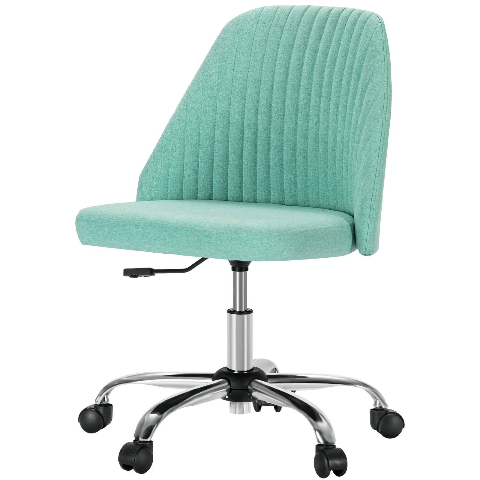 Front. Sweetcrispy - Ergonomic Swivel Armless Office Chair with Curved Backrest, Height Adjustable Modern Desk Chair for Small Spaces - Green.