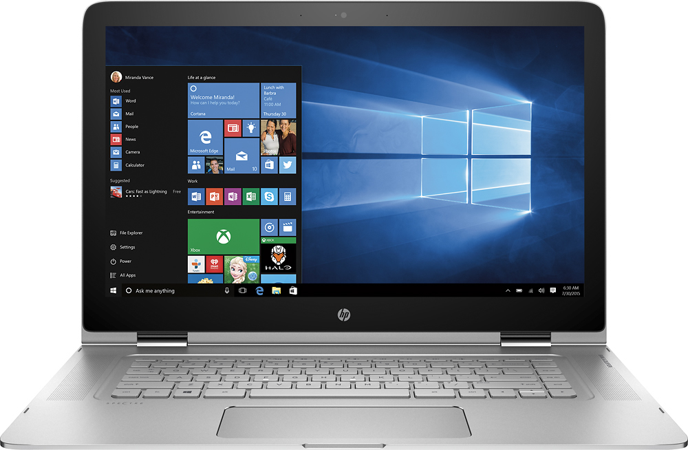 Best Buy: HP Spectre x360 2-in-1 15.6 4K Ultra HD Touch-Screen Laptop  Intel Core i7 16GB Memory 256GB Solid State Drive Natural Silver 15-AP012DX