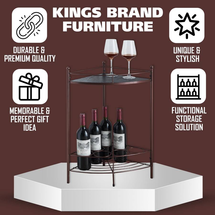 Kings Brand Furniture Dover Corner Wine Rack Table, Bronze Rust/Copper ...