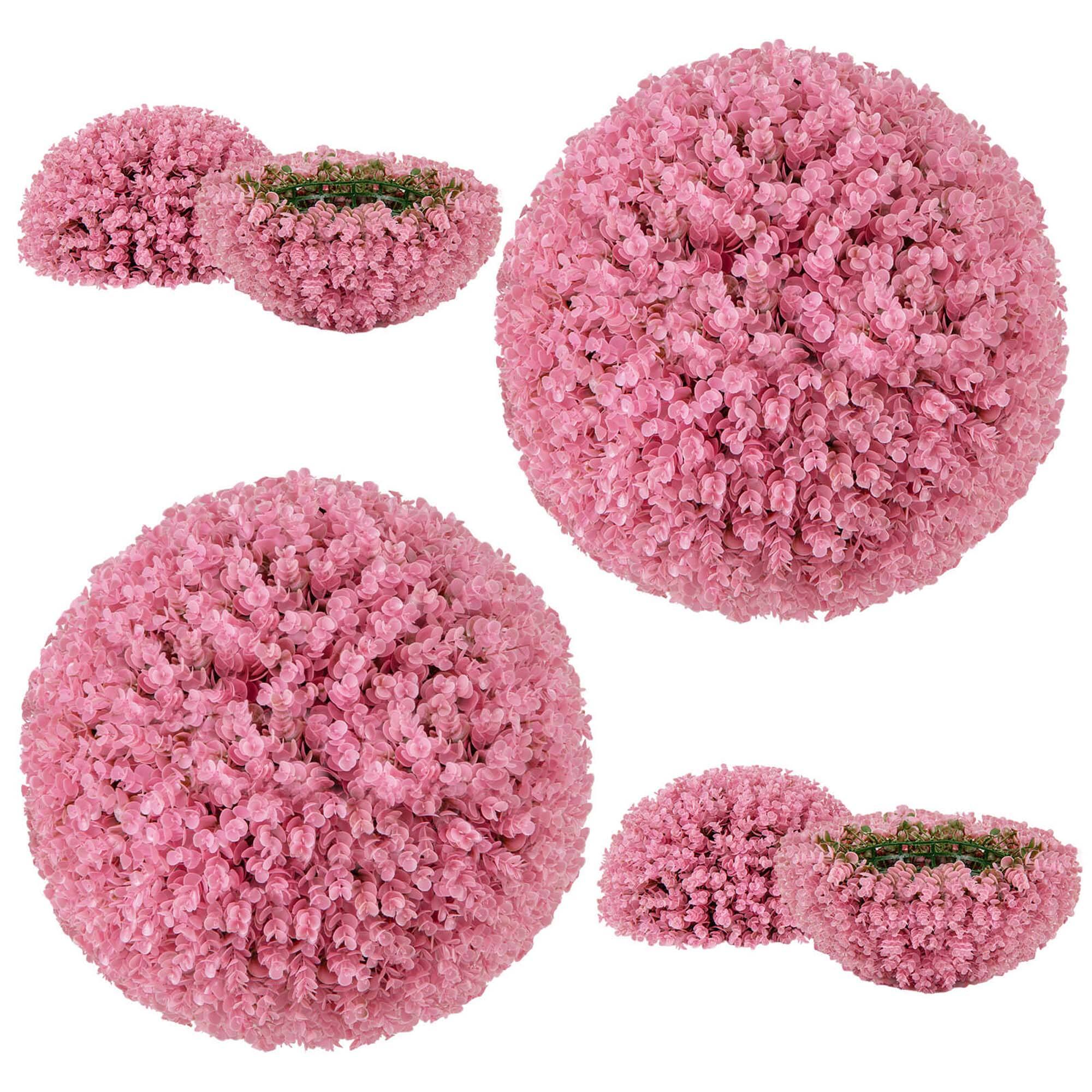 Alt View 9. Costway - Costway 2 PCS Artificial Plant Topiary Ball 17.5" Faux Decorative Balls for Indoor Outdoor - Pink.