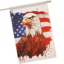 G128 - House Flag Patriotic Bald Eagle USA Vertical Design 28x40 in - Red, White, Blue