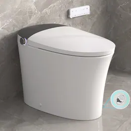 Loheer - Elongated Smart Toilet with Bidet, ADA Comfort Height, Heated Seat and Dual Flush - Silver Grey and White