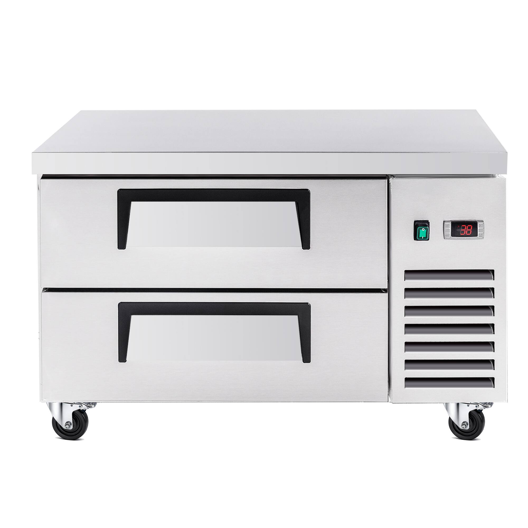 Front. BEARSOLIM - 36 Inch Refrigerated Chef Base 2 Drawer Undercounter Refrigerator 6.5 Cu Ft 33 41F Ventilated Cooling R290 - sliver.