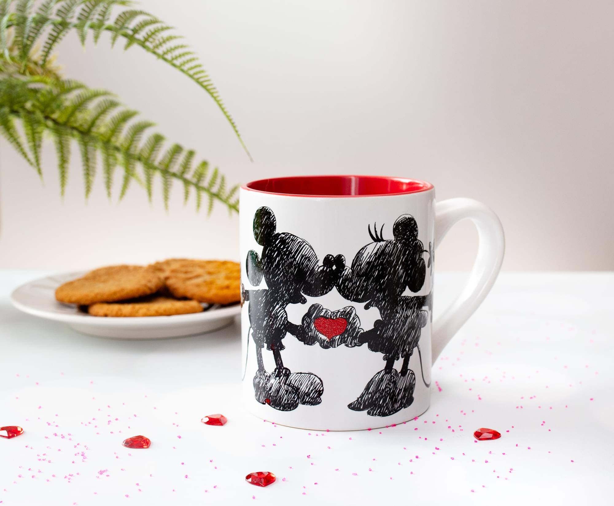 Alt View 2. Silver Buffalo - Disney Mickey and Minnie Sketchbook Glitter Ceramic Mug | Holds 14 Ounces - Red.