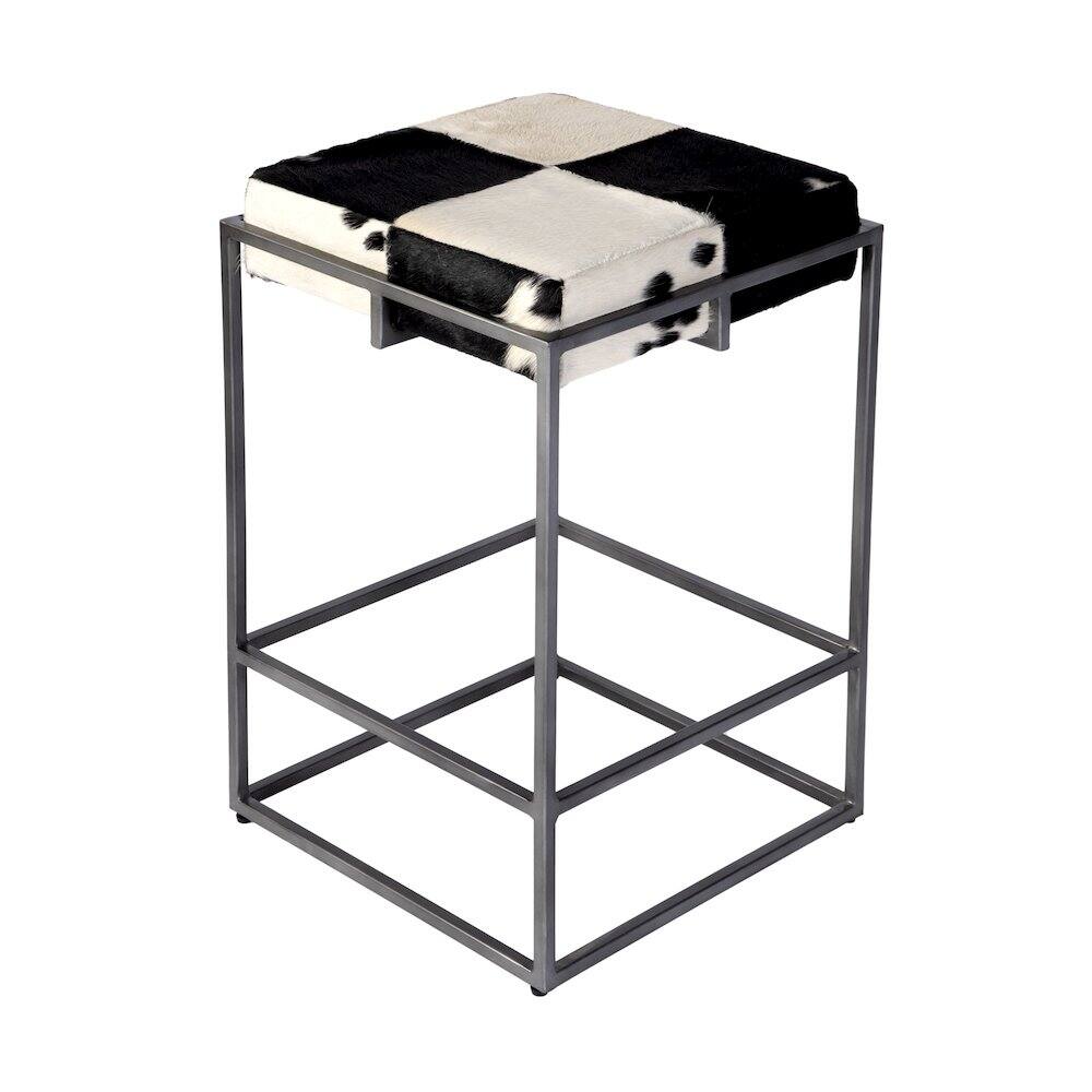 Angle. Butler Specialty - Stinson 26.5" Seat Height Hair on Hide Counter Stool - Black,White.