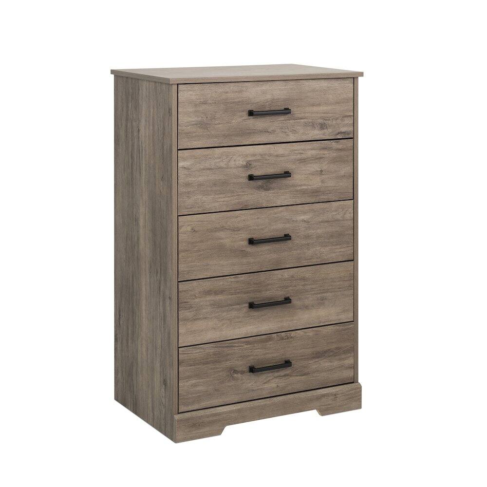 Angle. Prepac - Rustic Ridge Brown 5 Drawer 18.5"D x 27.5"W x 43.5"H Dresser - Brown.