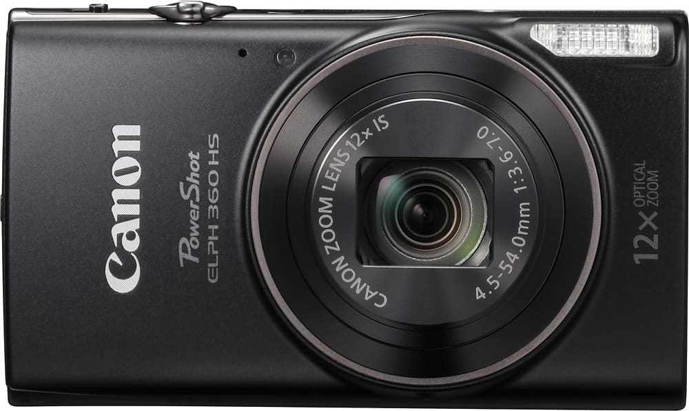 Front. Canon - PowerShot ELPH 360 20.2-Megapixel Digital Camera - Black.