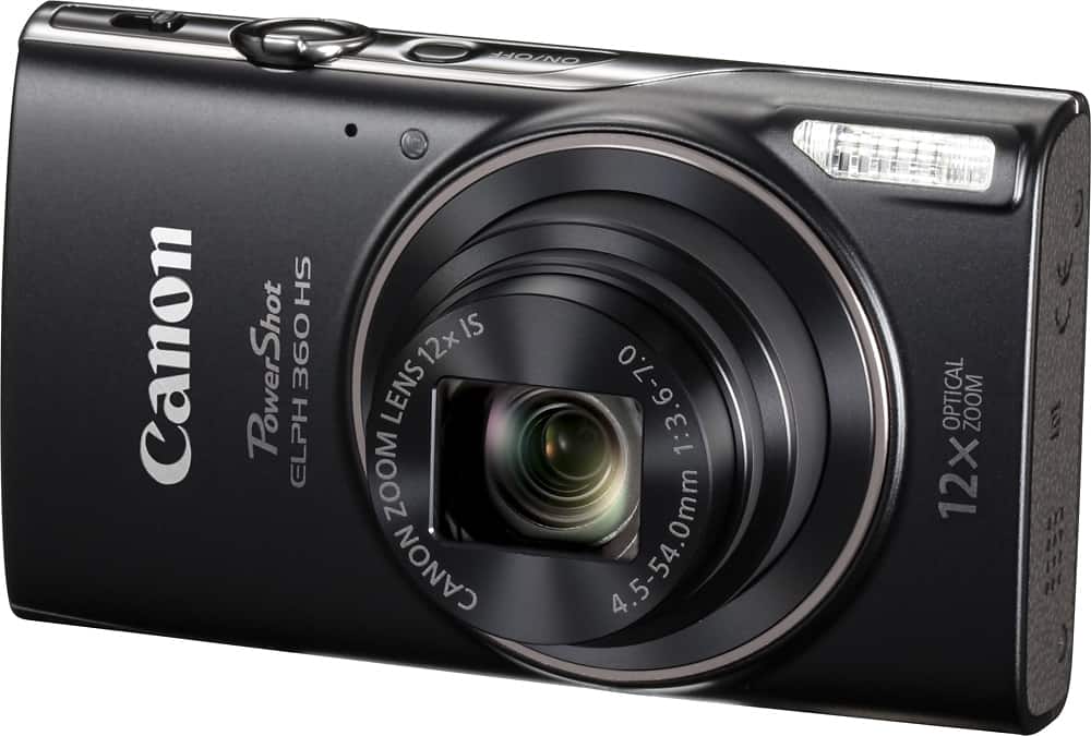 Left. Canon - PowerShot ELPH 360 20.2-Megapixel Digital Camera - Black.