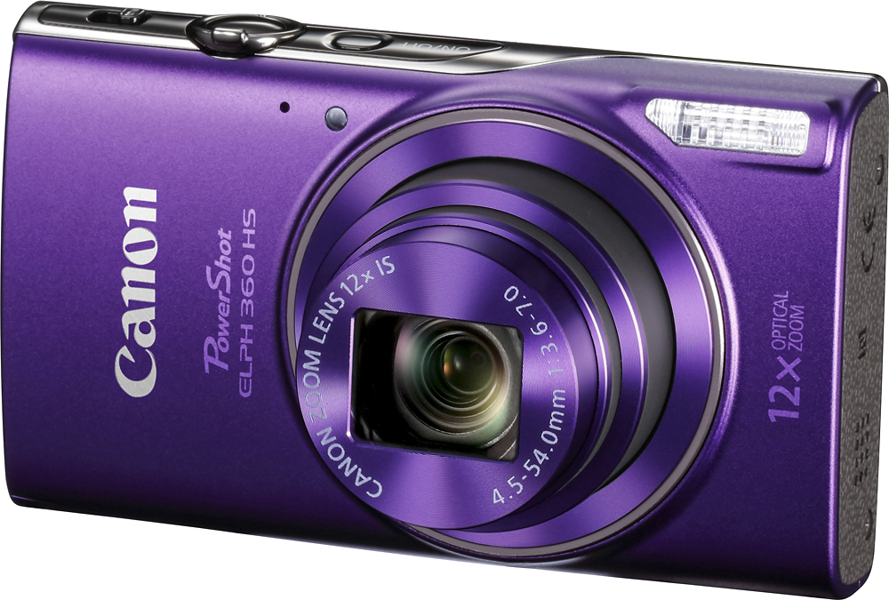 Left View: Canon - PowerShot ELPH 360 20.2-Megapixel Digital Camera - Purple