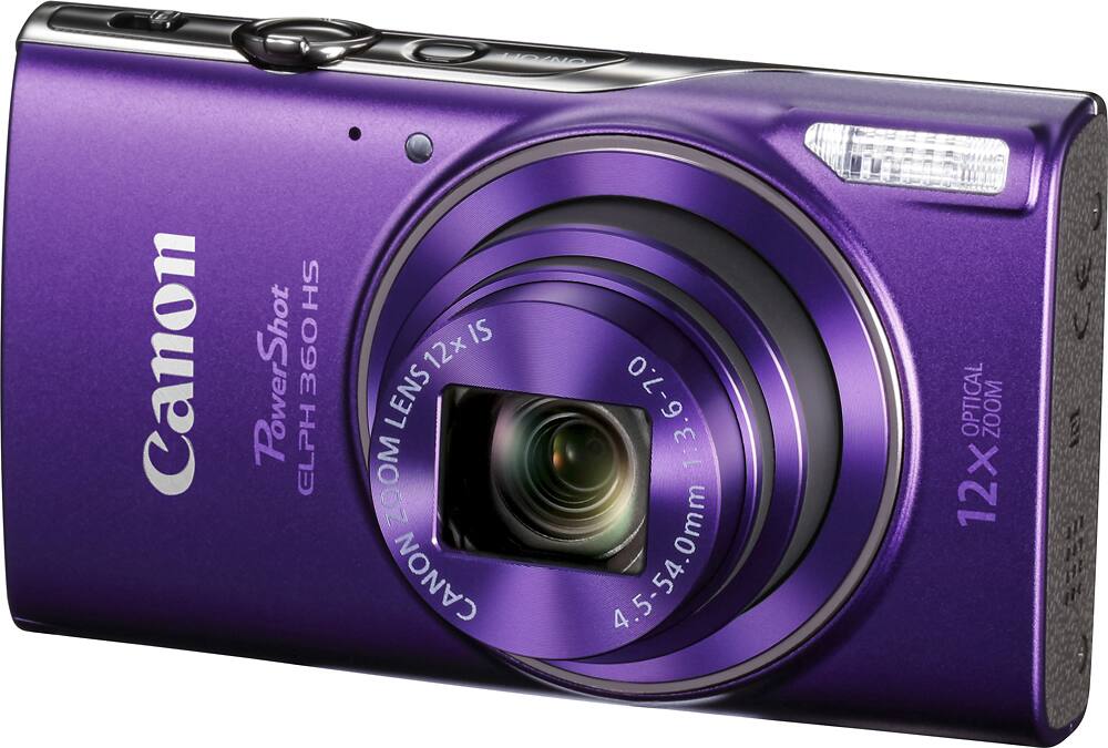 Left. Canon - PowerShot ELPH 360 20.2-Megapixel Digital Camera - Purple.