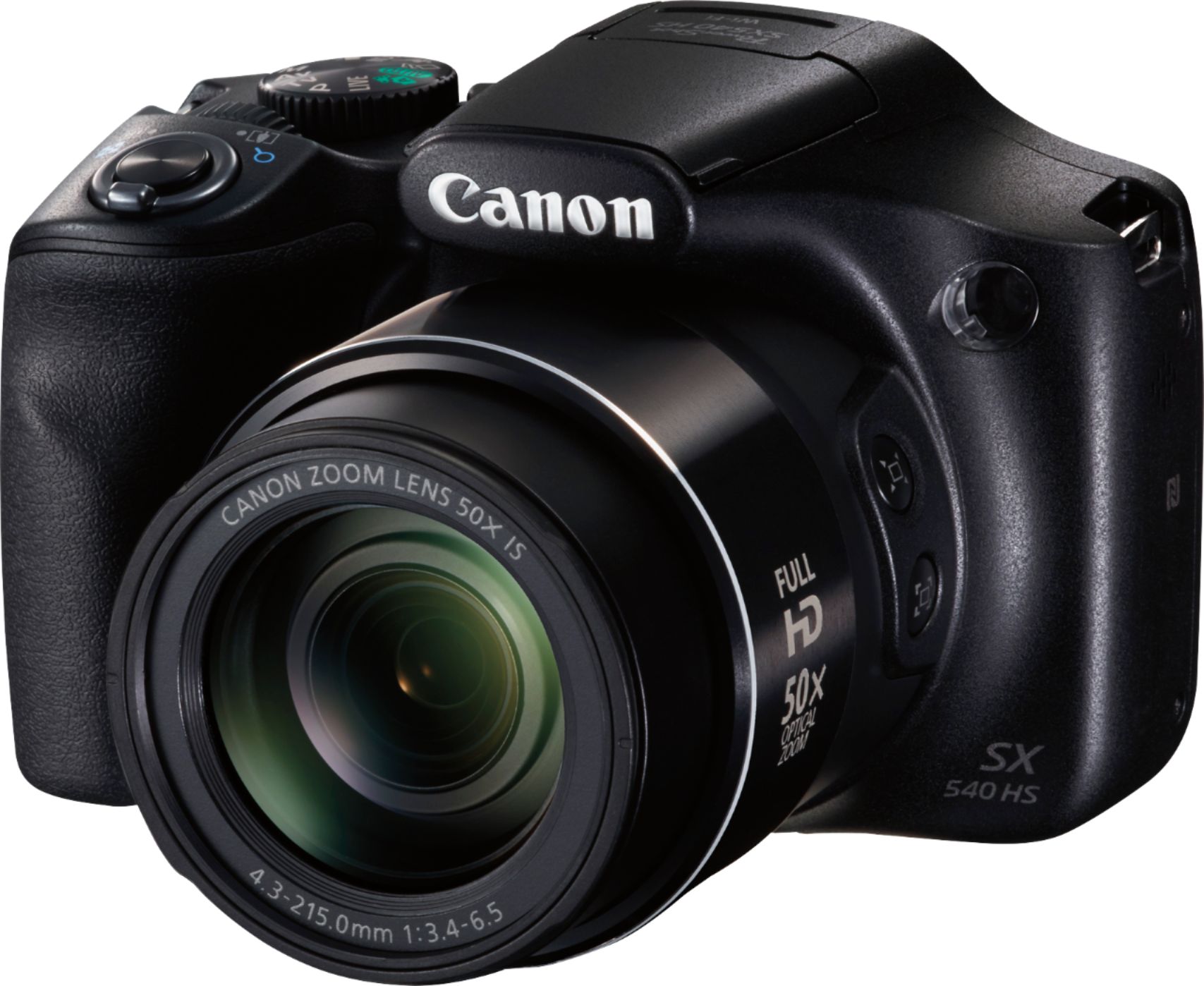 Left View: Canon - PowerShot SX540HS 20.3-Megapixel Digital Camera - Black