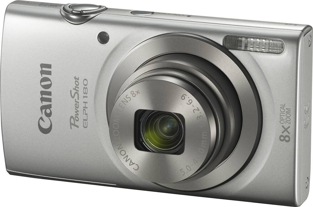 Left. Canon - PowerShot ELPH 180 20.0-Megapixel Digital Camera - Silver.