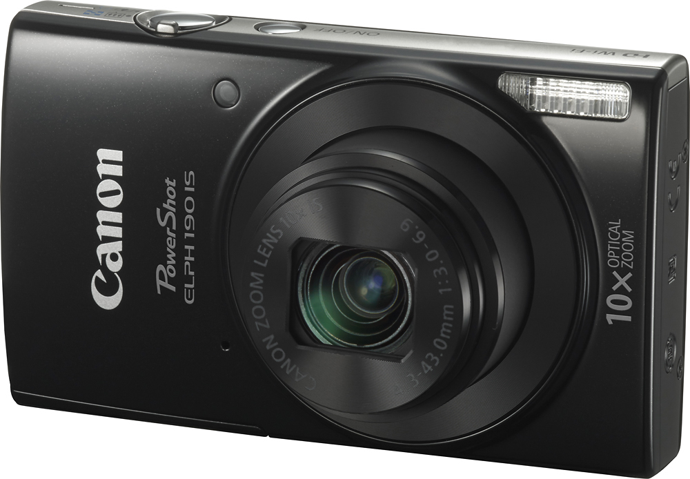 Left View: Canon - PowerShot ELPH 190 20.0-Megapixel Digital Camera - Black