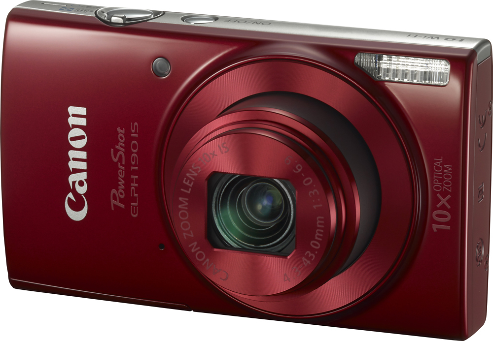Left View: Canon - PowerShot ELPH 190 20.0-Megapixel Digital Camera - Red