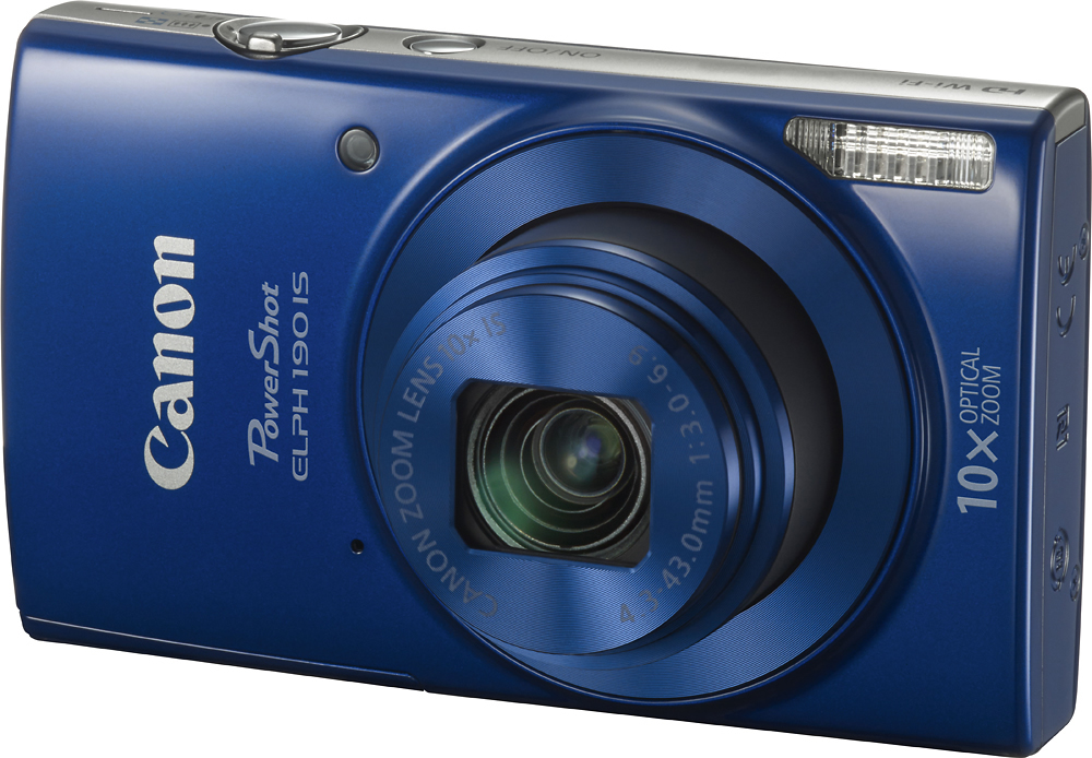 Left View: Canon PowerShot ELPH 190 IS Digital Camera (Blue)