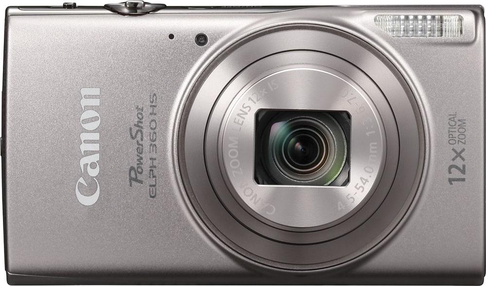 Front. Canon - PowerShot ELPH 360 20.2-Megapixel Digital Camera - Silver.