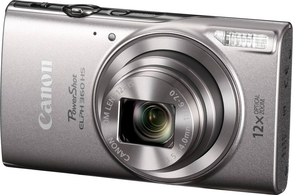 Left. Canon - PowerShot ELPH 360 20.2-Megapixel Digital Camera - Silver.