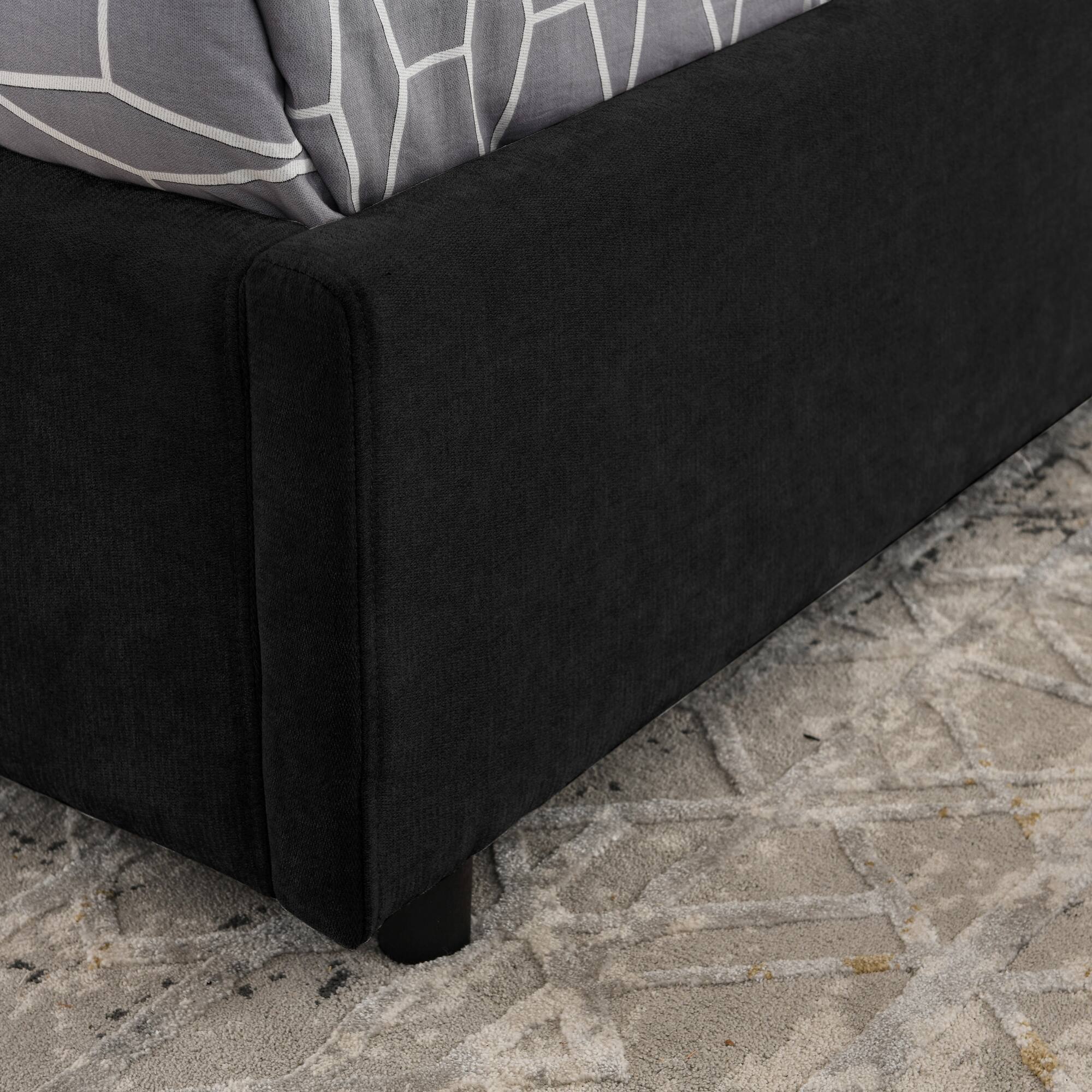 Alt View 2. Anysun - Queen Size Storage Upholstered Hydraulic Platform Bed with Integrated Headboard, Chenille Fabric - Black.