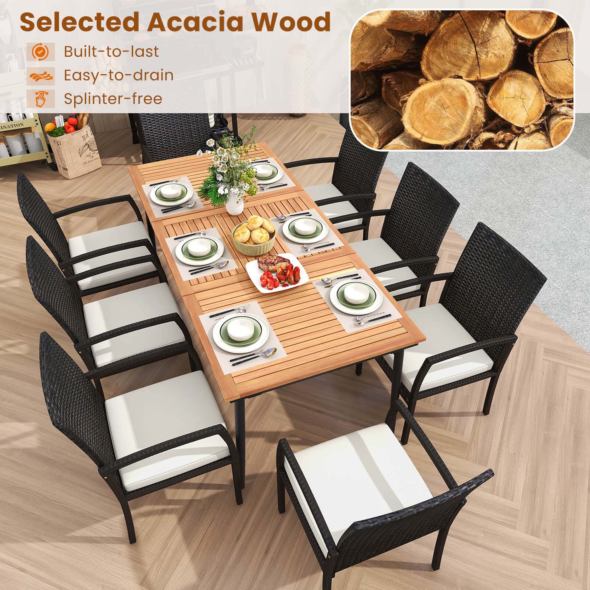 Selected Acacia Wood Built-to-last Easy-to-drain Splinter-free