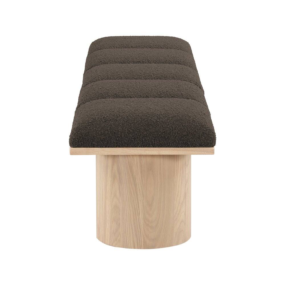 Alt View 2. Meridian Furniture - Pavilion Brown Boucle Fabric Bench - Brown.
