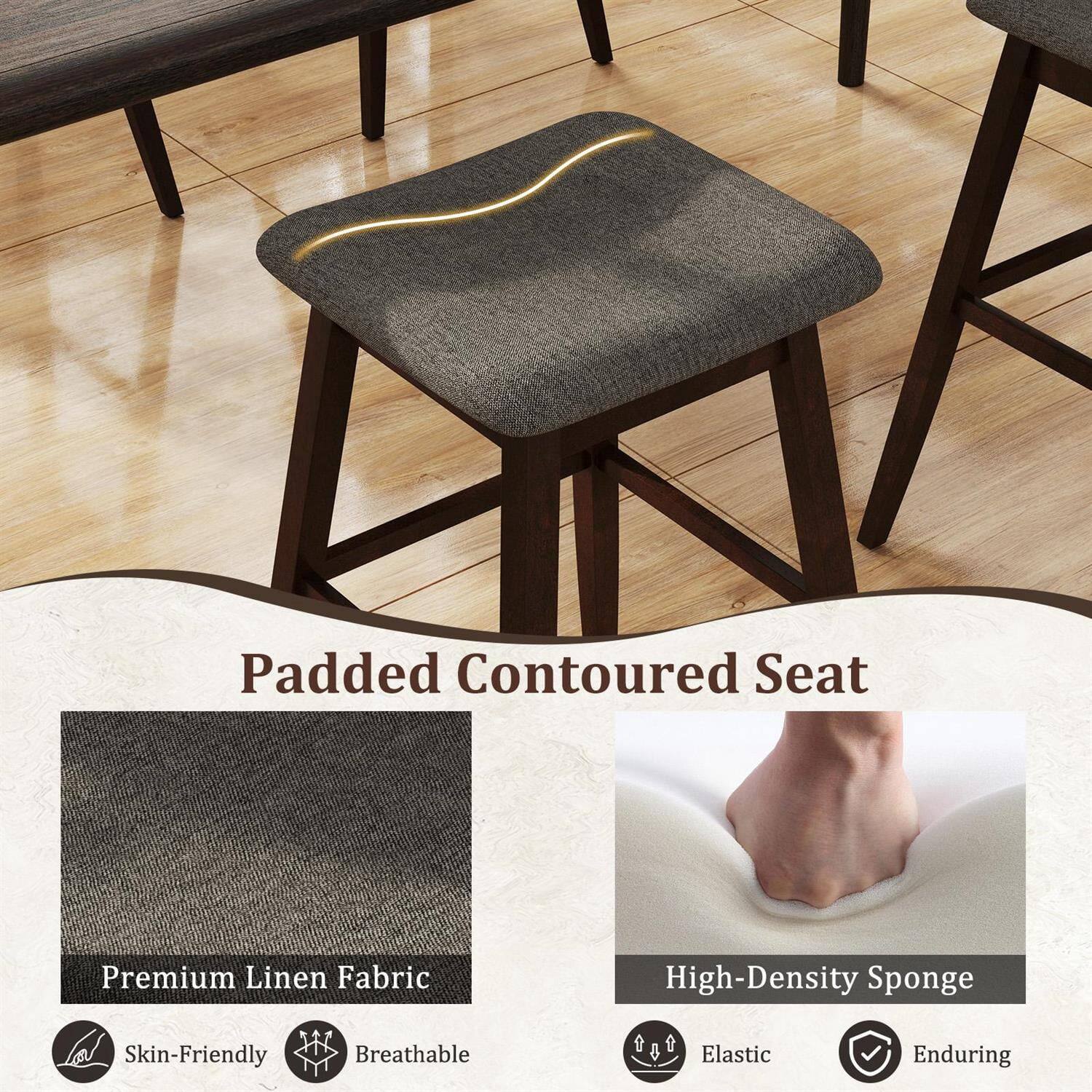 Padded Contoured Seat

Premium Linen Fabric
- Skin-Friendly
- Breathable

High-Density Sponge
- Elastic
- Enduring