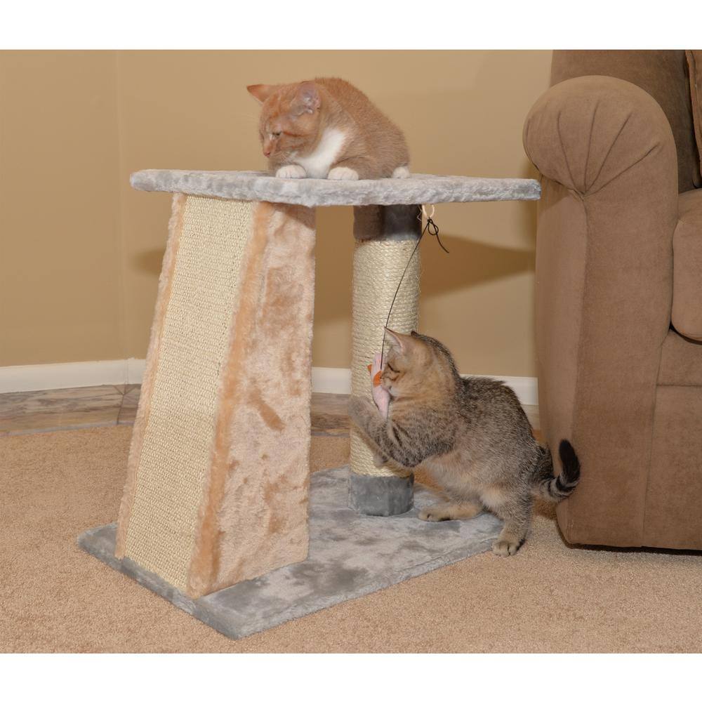 Alt View 4. Armarkat - TwoLevel Platform Real Wood Scratcher W Sisal Carpet Board - Gray.