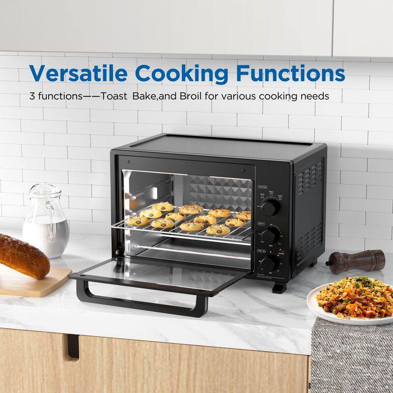 Versatile Cooking Functions  
3 functions—Toast, Bake, and Broil for various cooking needs