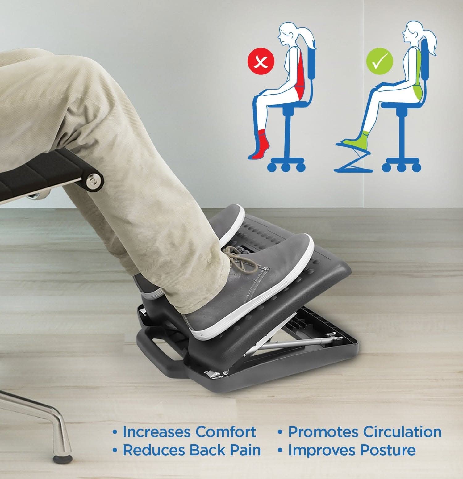 - Increases Comfort
- Promotes Circulation
- Reduces Back Pain
- Improves Posture