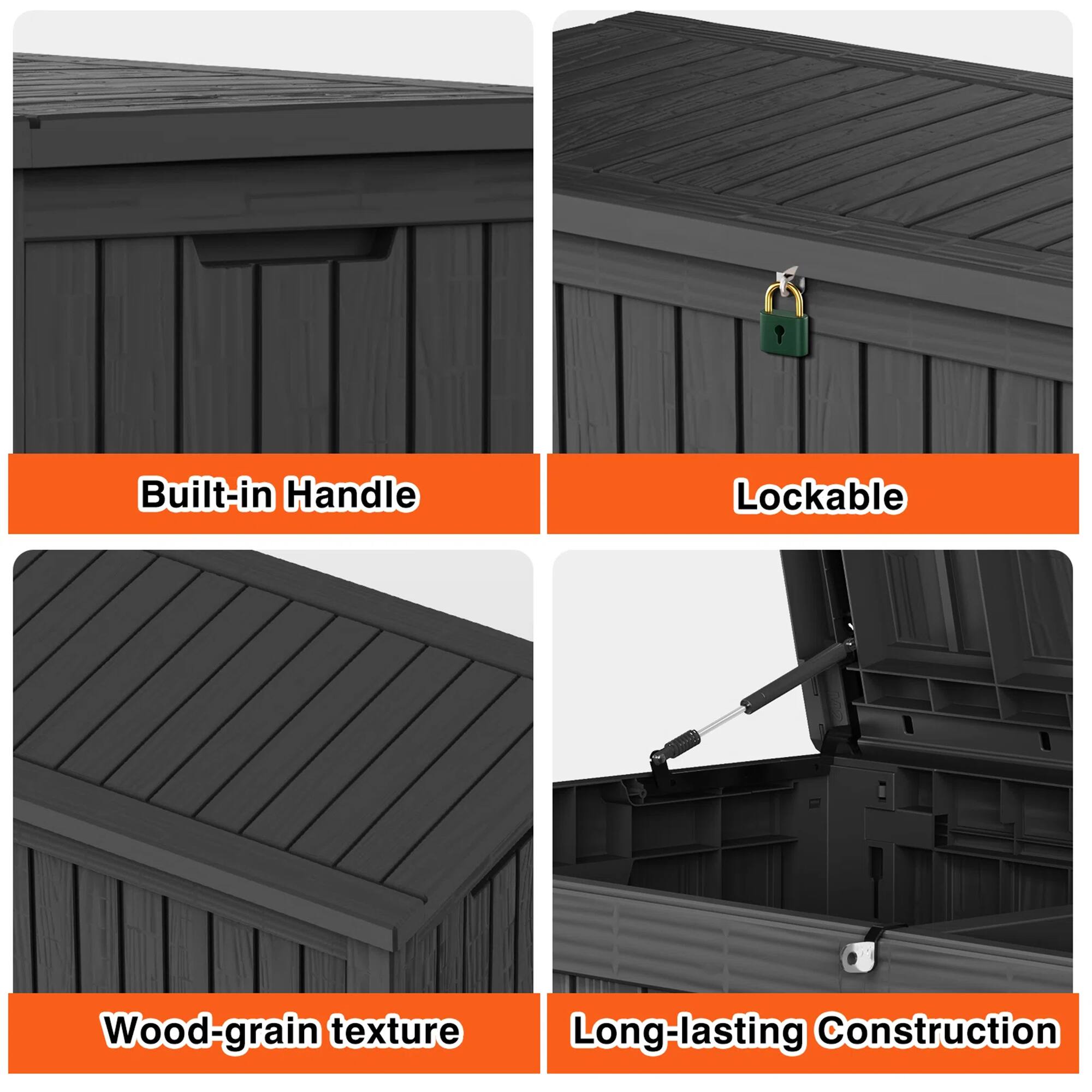 - Built-in Handle
- Lockable
- Wood-grain texture
- Long-lasting Construction