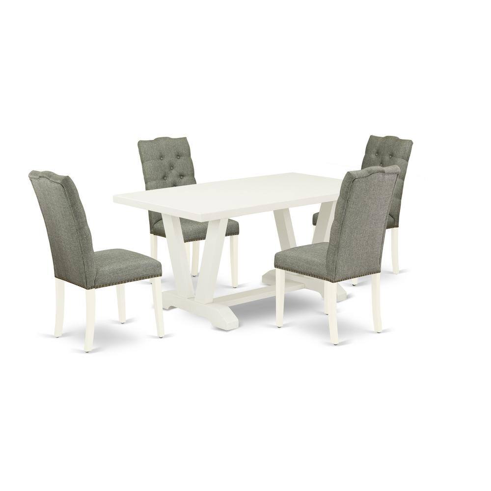 East West Furniture 5 Piece Dining room Table Set Included 4 Parson ...
