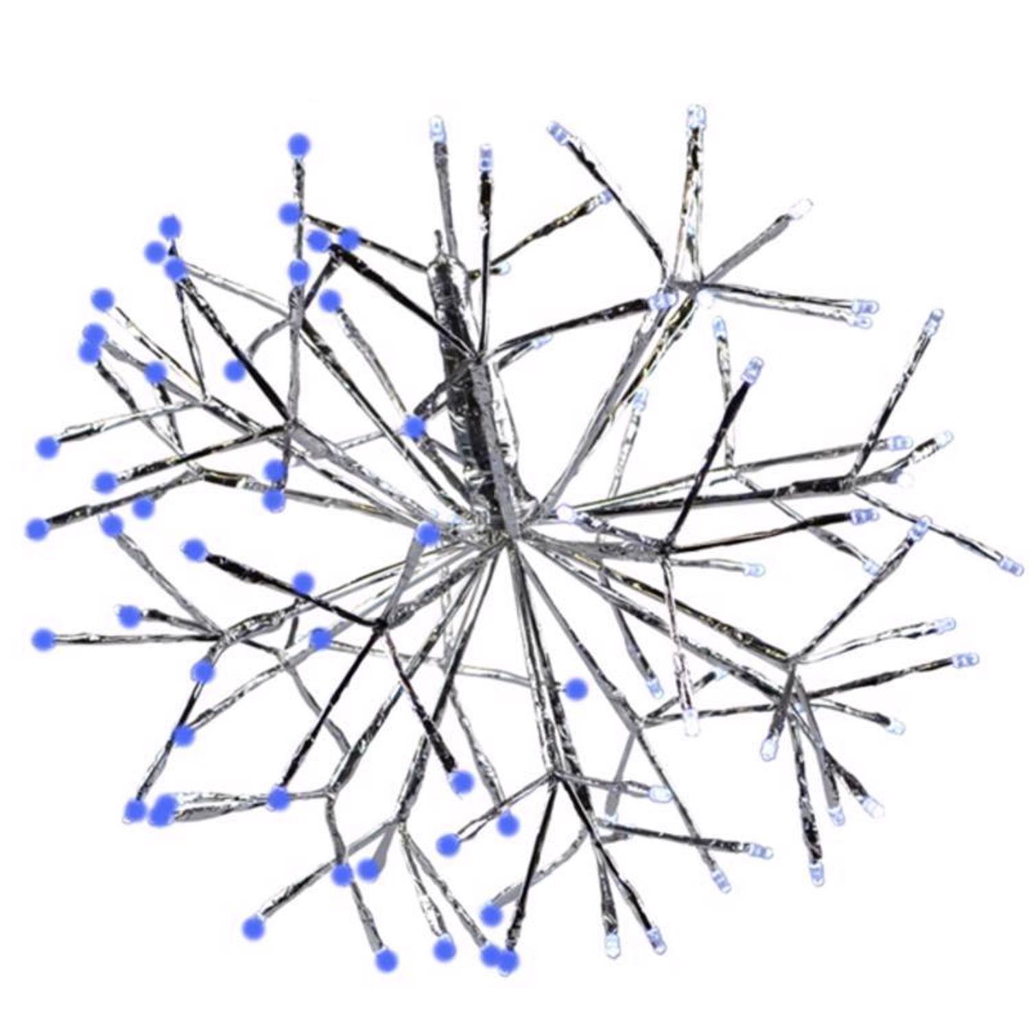 Front. Celebrations - Celebrations LED Blue/Pure White Shimmering Sphere 12 in. Hanging Decor - Blue | White.