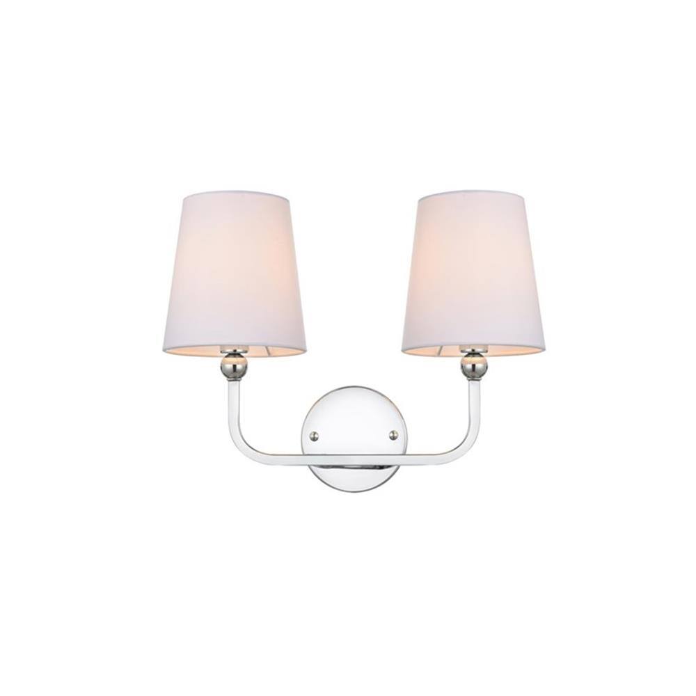 Front. Living District - Colson 2-Light Metal & Fabric Bath Sconce - Chrome.
