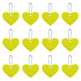 Unique Bargains - Safety Reflector, Reflective Tags Pendant Heart Shaped Safety Keychain with Chain - Fits Keychain/Purses/Cycling/Running - Dark Gold