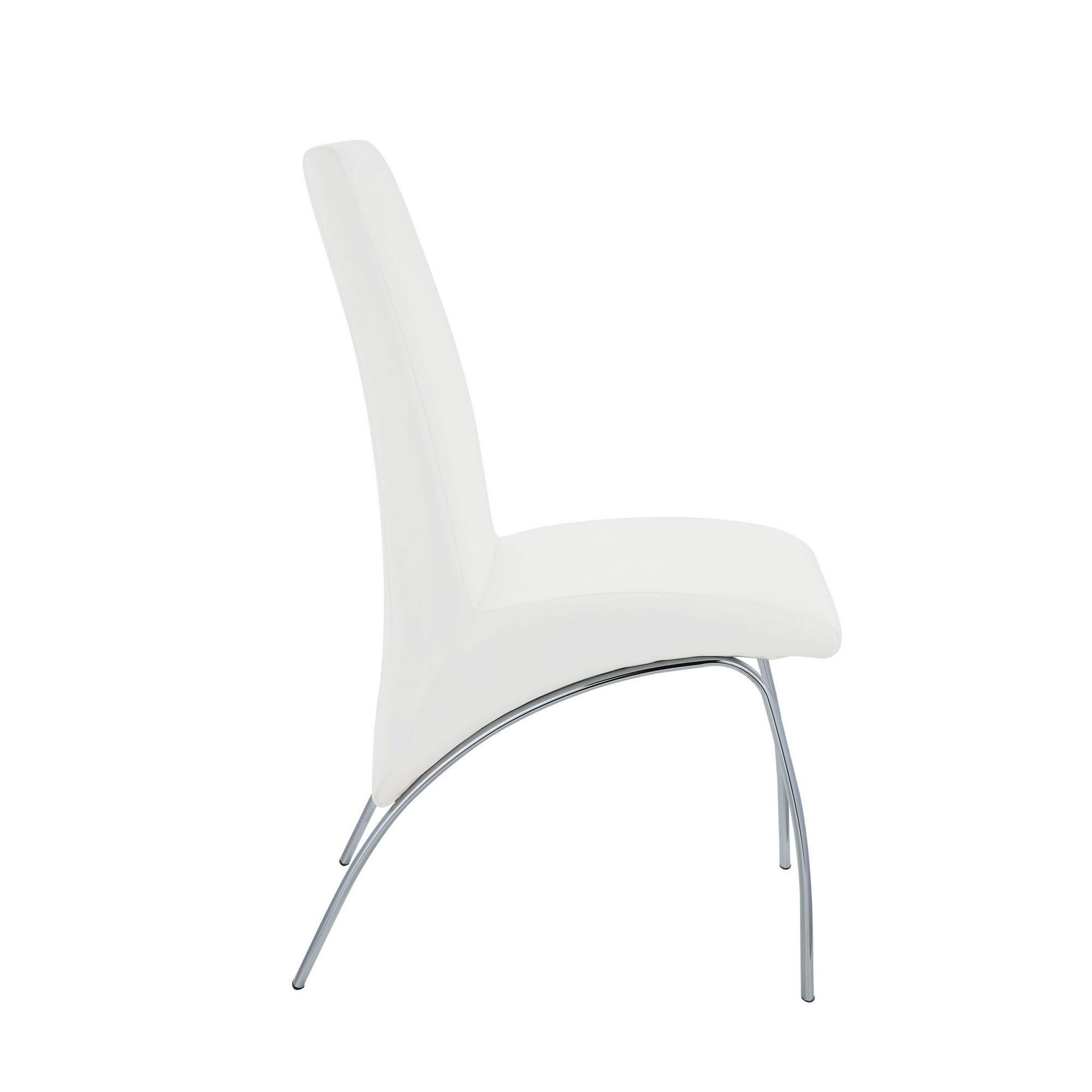Alt View 1. Manhattan Lane - Polyurethane Upholstered Metal Side Chair, Set of 2 - White and Silver.
