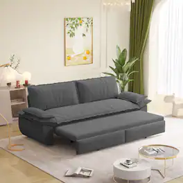JUJABU - 73.2" Queen Pull Out Sofa Bed, 3-in-1 Convertible Sleeper Sofa, Loveseat Bed, Grey - Gray