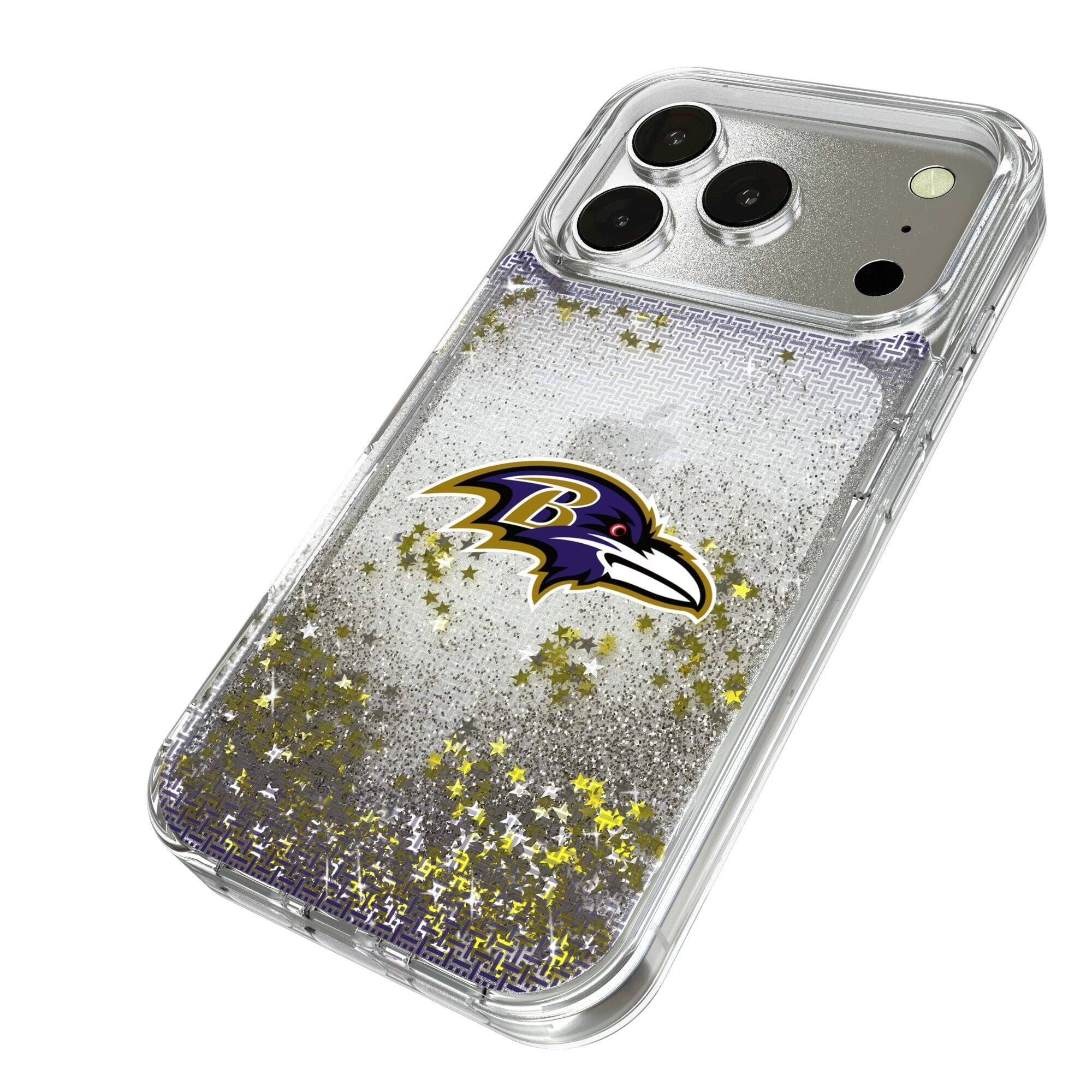 Alt View 1. Keyscaper - Baltimore Ravens Linen Logo iPhone Glitter Case - 13 Pro Max - Multicolor.