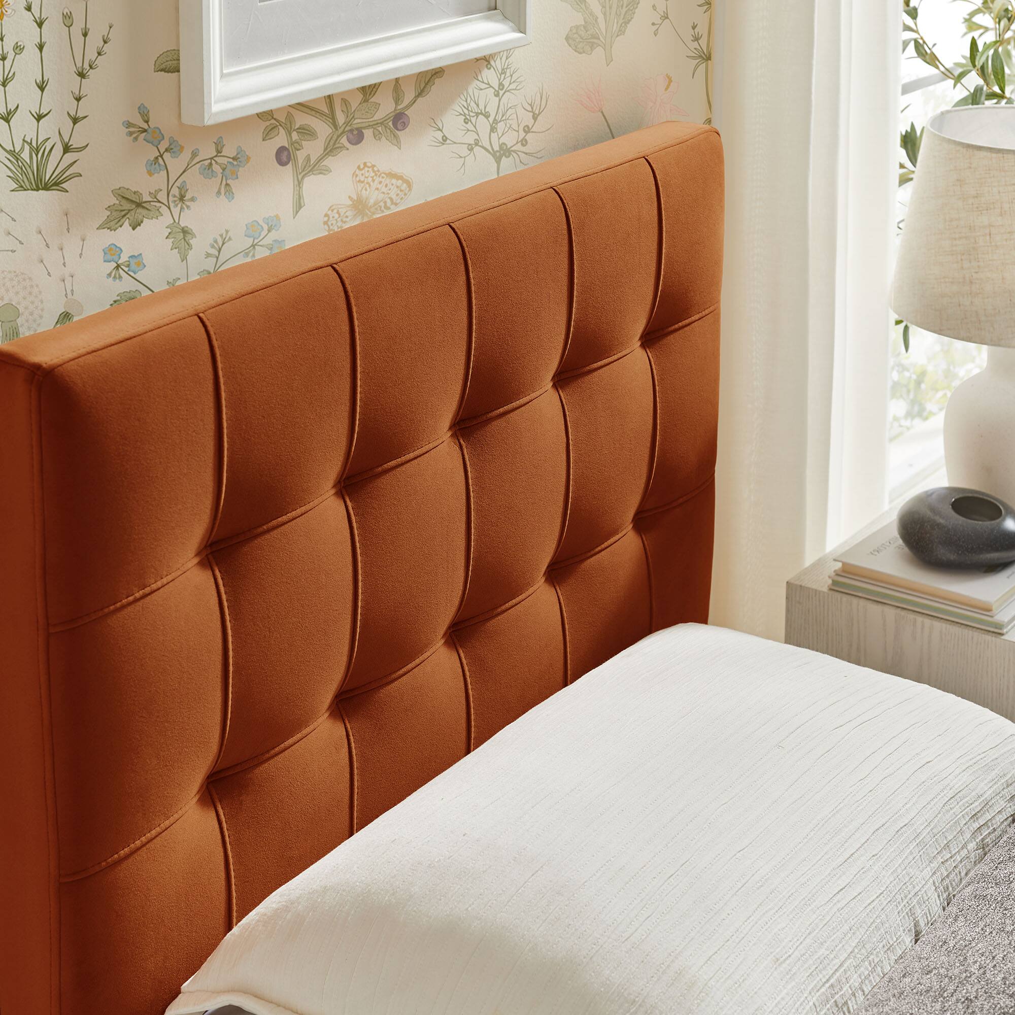 Alt View 1. Modway - Lily Biscuit Tufted Performance Velvet Headboard by Modway - Rust.