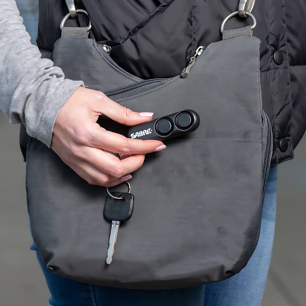 Back. Sabre - SABRE PA-01, 120dB Personal Alarm With Key Ring, Audible Up To 1,280 Feet, Black - Black.