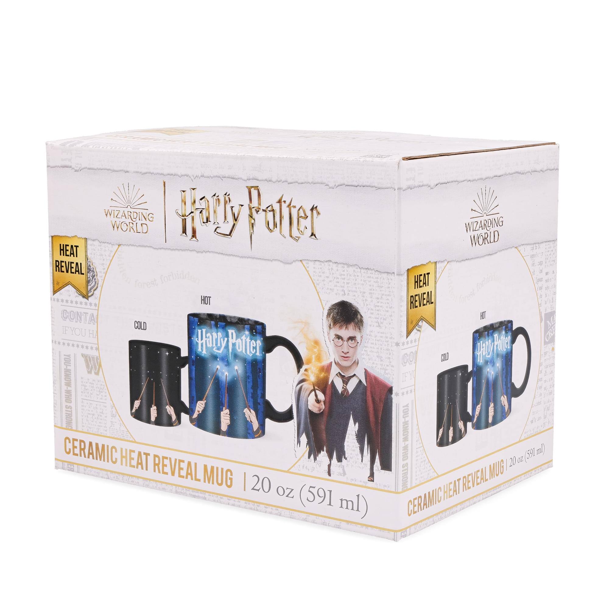 WIZARDING WORLD Harry Potter HEAT REVEAL MUG | 20 oz (591 ml)  
CERAMIC HEAT REVEAL MUG  
HOT: Forest forbidden  
COLD: YOU-KNOW-WHO  
HEAT REVEAL