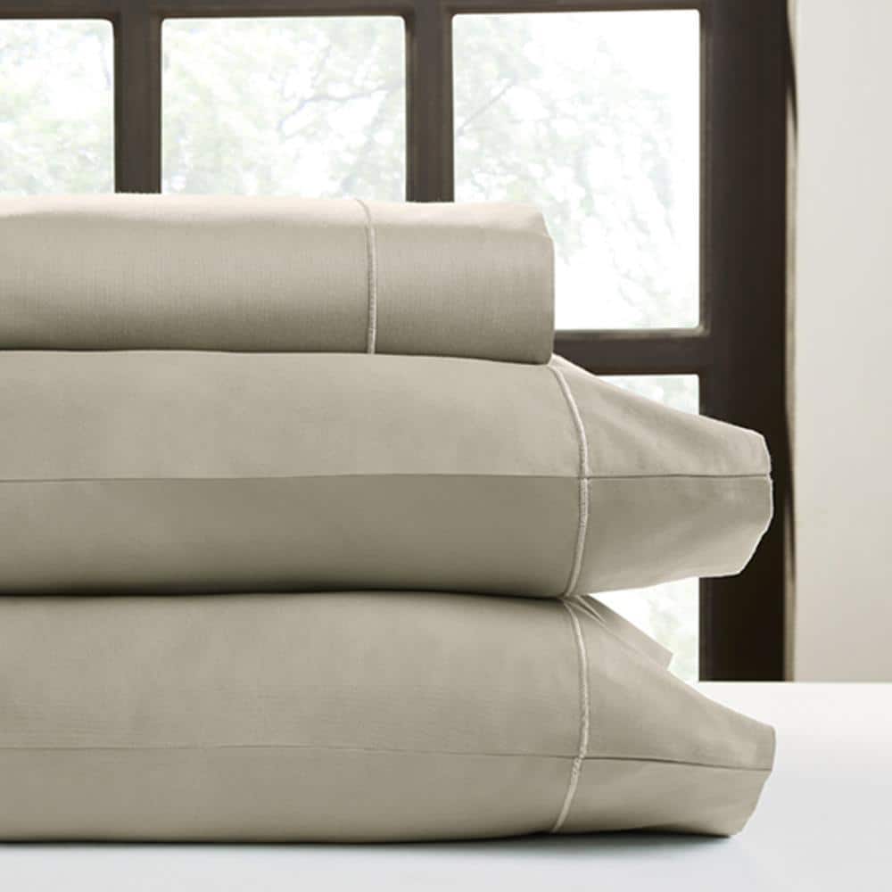 Perthshire Platinum Concepts - 1000 Thread Count Solid Sateen Sheet - 4 Piece Set - Queen - Taupe