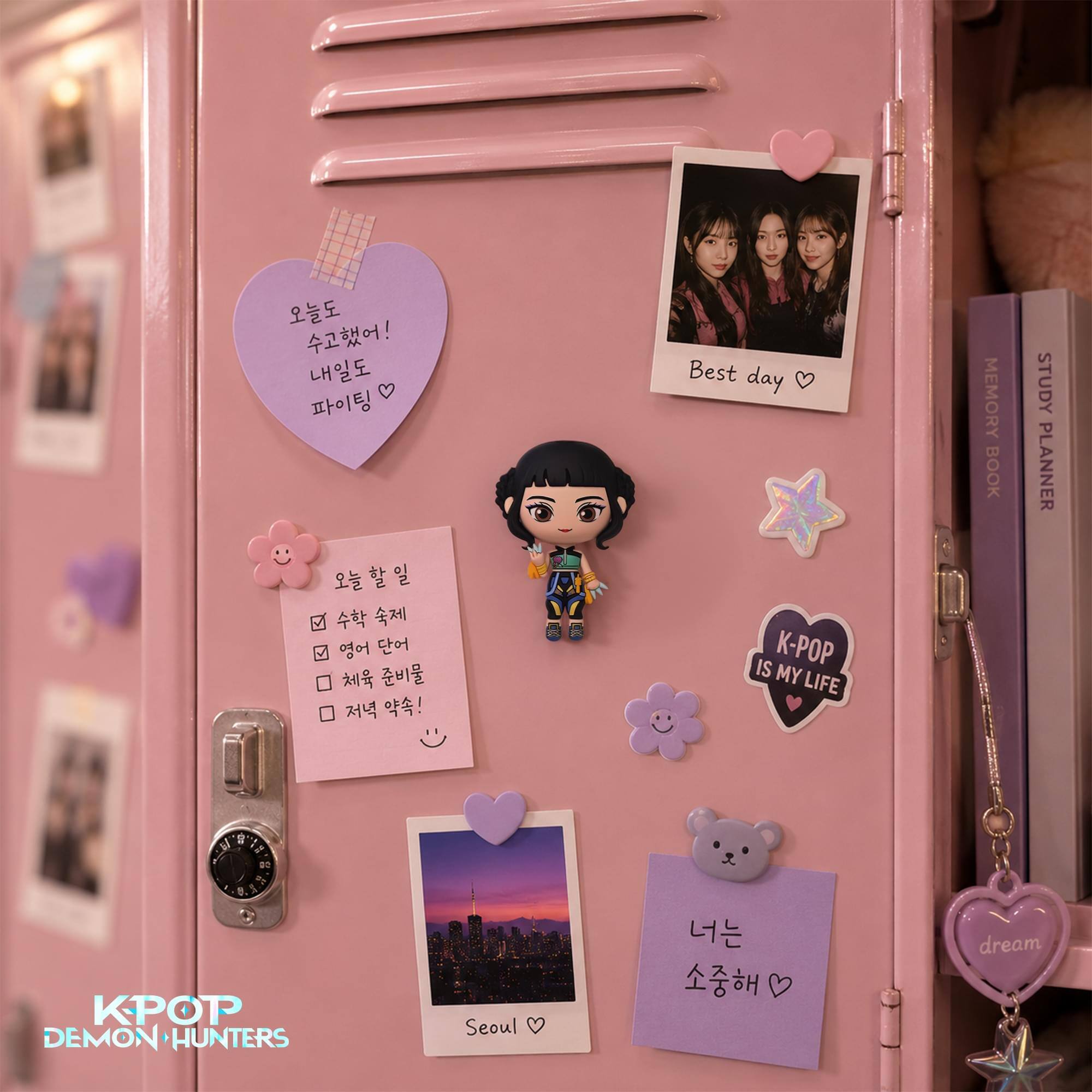 Best day  
K-POP IS MY LIFE  
MEMORY BOOK STUDY PLANNER 2  
dn . B. 5  
KPOP DEMON HUNTERS  
Seoul  
dream