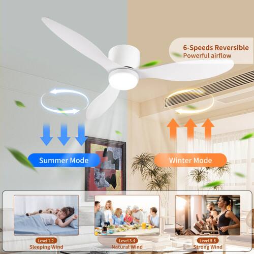 6-Speeds Reversible Powerful airflow Summer Mode Winter Mode Level 1-2 Sleeping Wind Level 3-4 Natural Wind Level 5-6 Strong Wind
