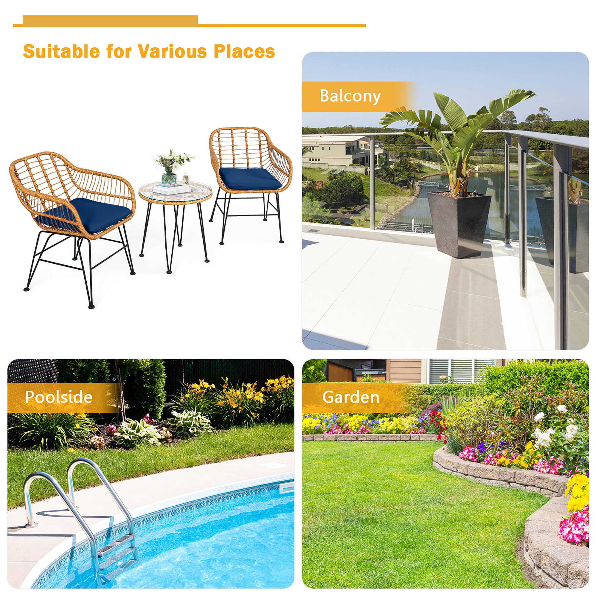 Suitable for Various Places

Balcony

Poolside

Garden