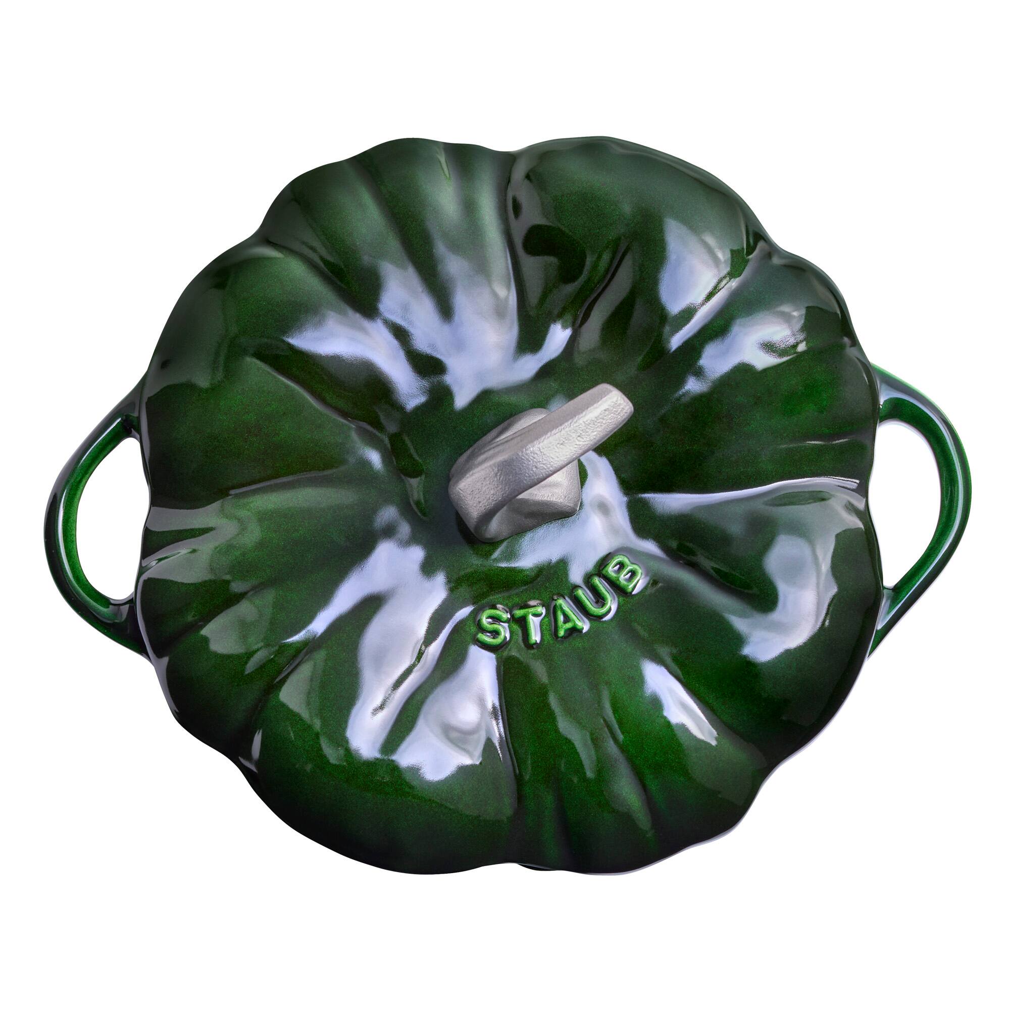 Alt View 3. Staub - STAUB Cast Iron 3.5-qt Pumpkin Cocotte with Stainless Steel Knob - Basil - Basil.