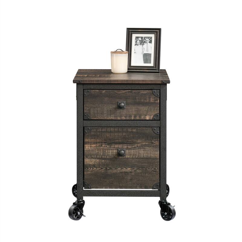 Alt View 1. HTUTWOO - File Pedestal with Smooth-Glide Drawer for Office - Mobile Metal Cabinet, Letter-Size File Storage,Dark Oak Brown Finish - Brown.
